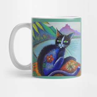 Island Cat Painting in the style of Gauguin Mug